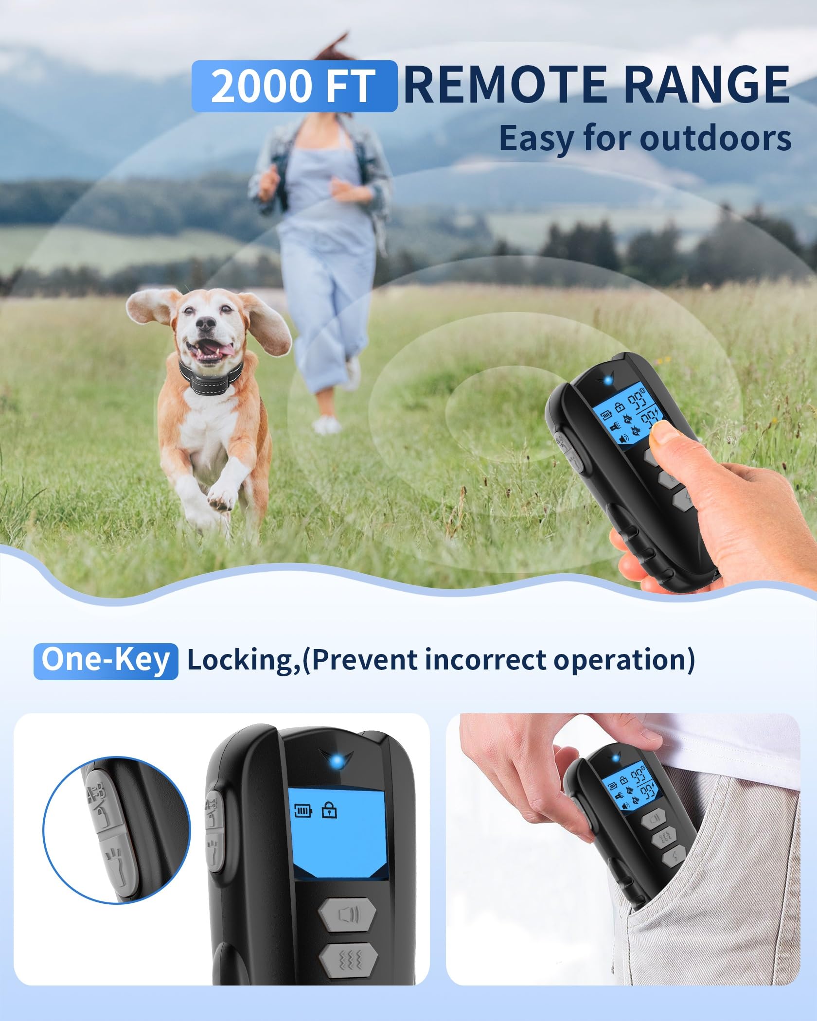 WUJ dog training collar worn on a medium dog demonstrates secure, comfortable fit.