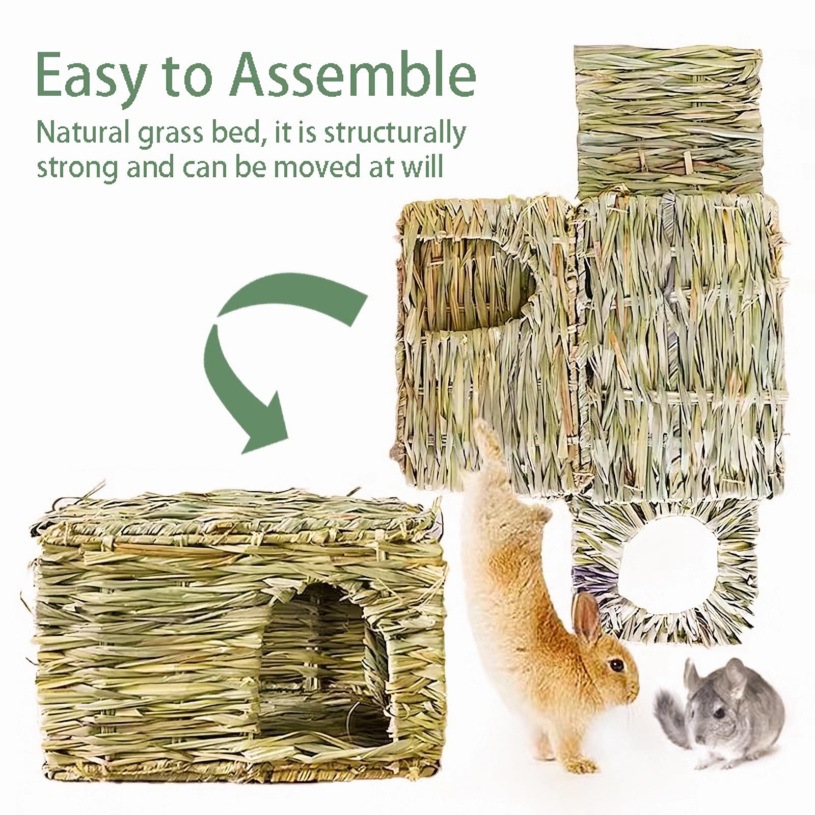 WUWEOT Grass Bunny House folded mat demonstrates versatile resting spot
