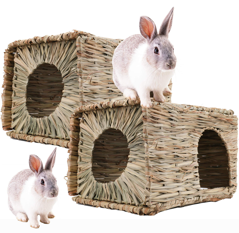 WUWEOT Grass Bunny House front view shows a cozy hideaway for small pets