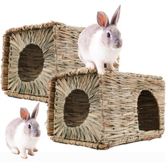 WUWEOT Grass Bunny House front view shows a cozy hideaway for small pets