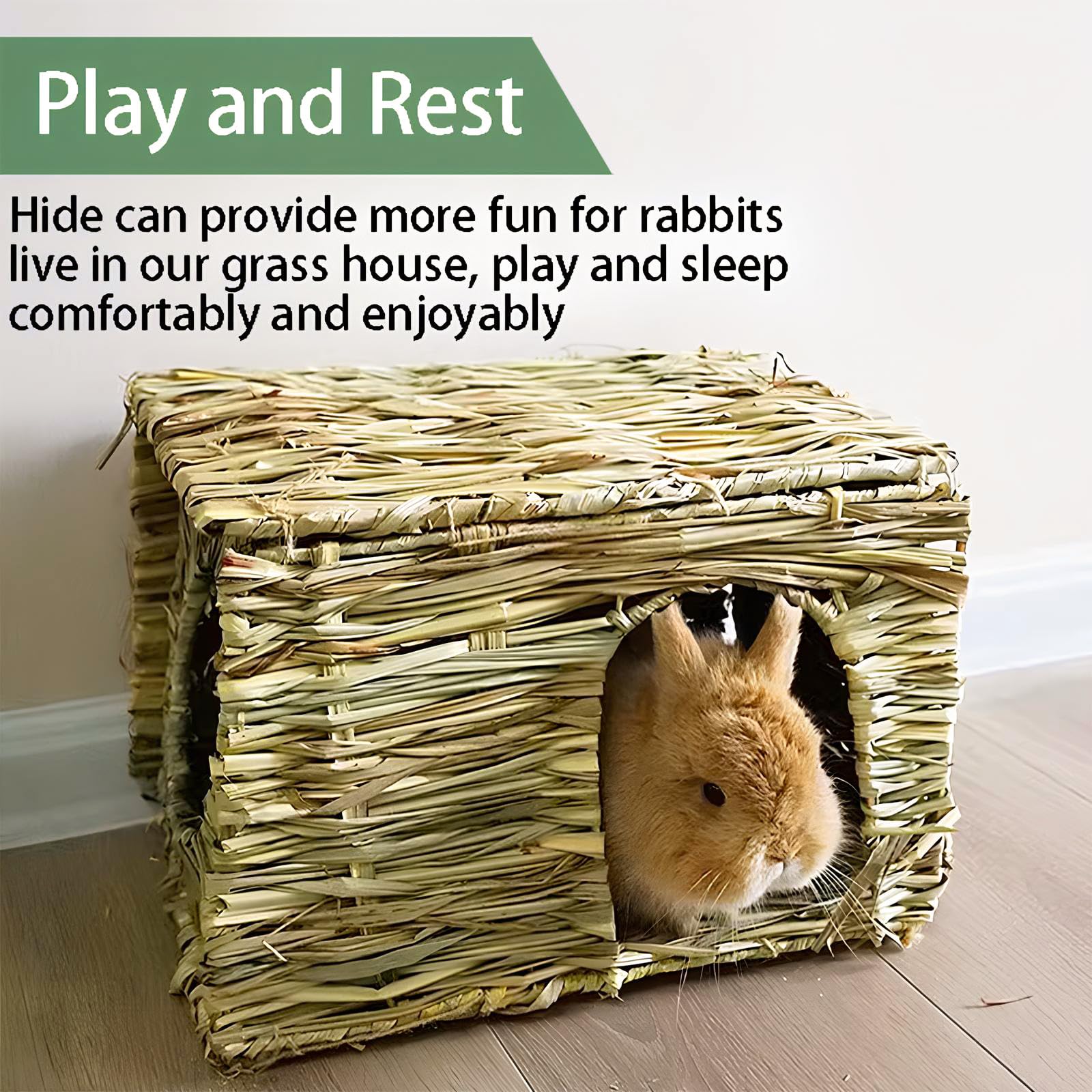WUWEOT Grass Bunny House open entrance invites a curious nose to peek out