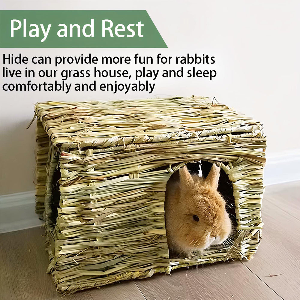 WUWEOT Grass Bunny House open entrance invites a curious nose to peek out