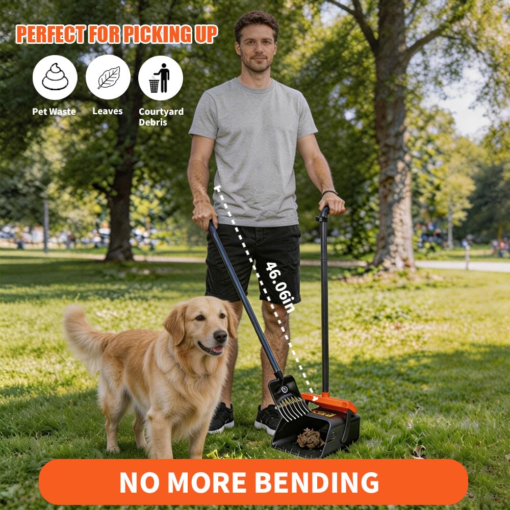 WuzoClean pooper scooper with bag attachment and holder for quick bag changes