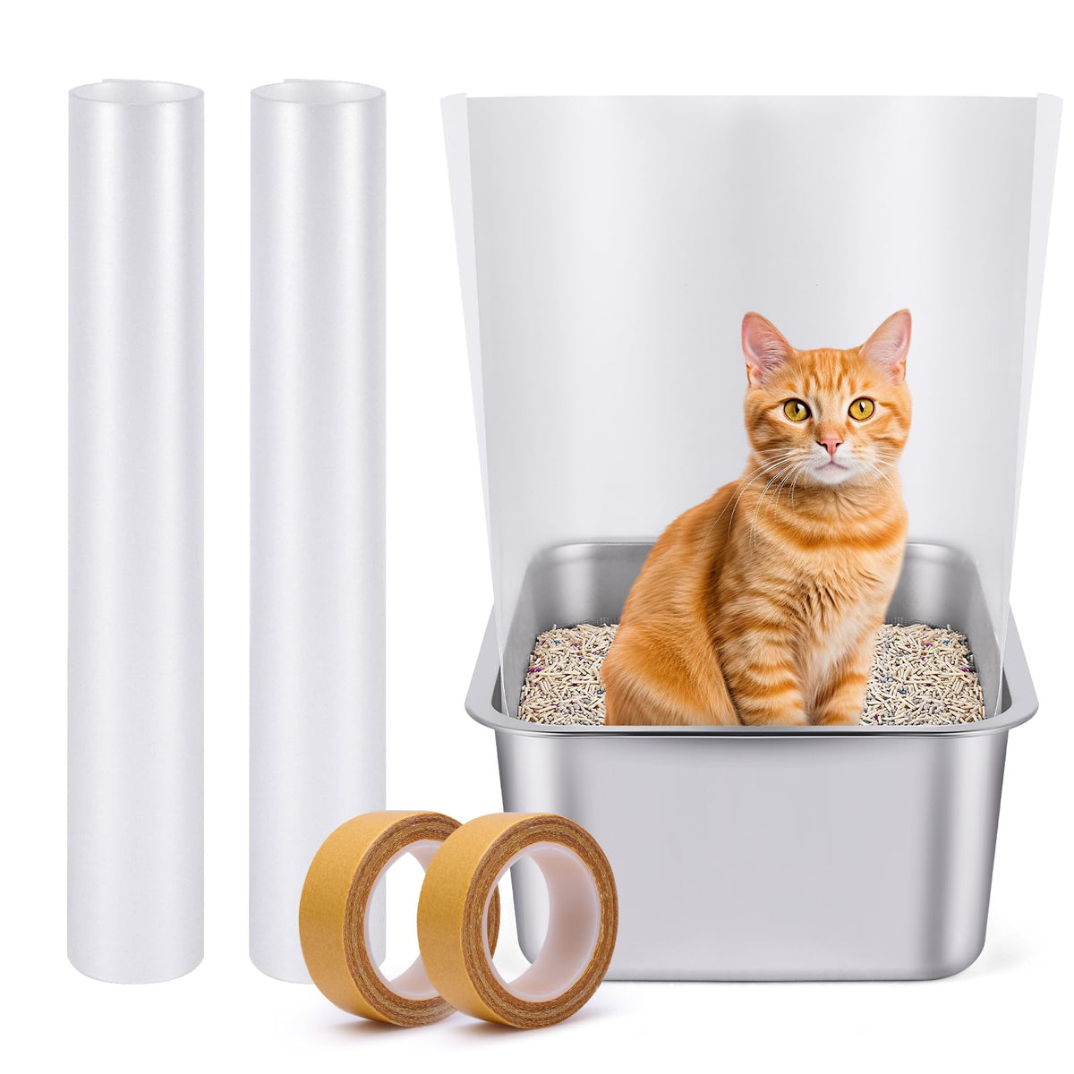 WYLUNBI seamless shield installed on a litter box to prevent spray and scatter