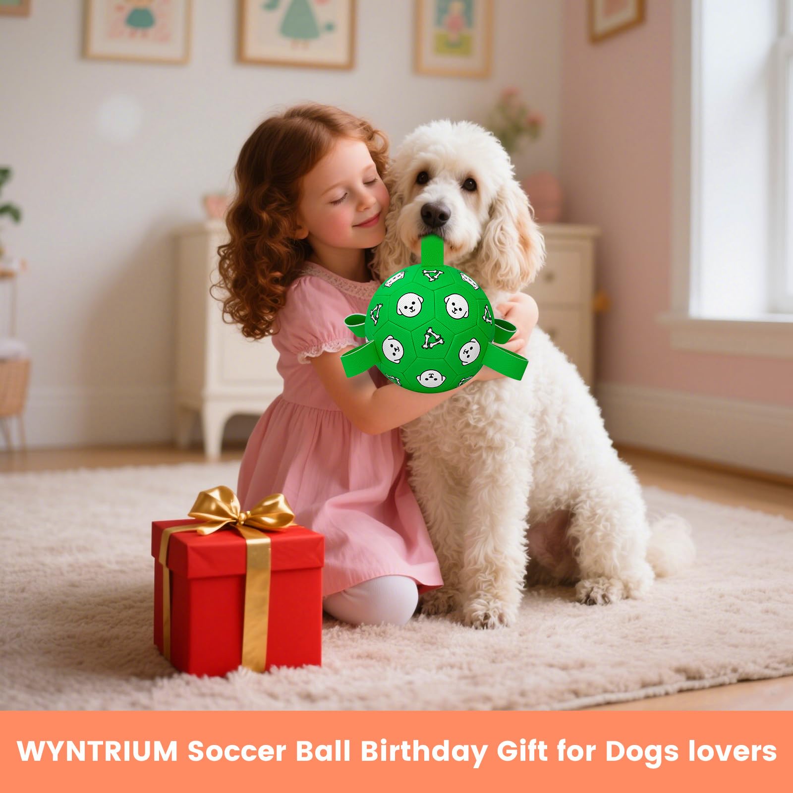 WYNTRIUM dog soccer ball size 8 inch, optimal for medium to large dogs