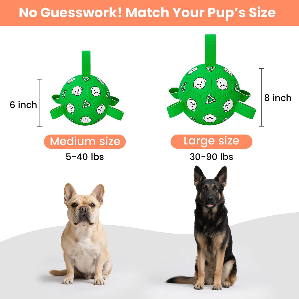 WYNTRIUM dog soccer ball with straps, side view, durable play for medium to large dogs