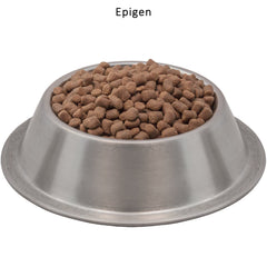 Wysong Epigen kibble in bowl emphasizing high meat content and natural flavor