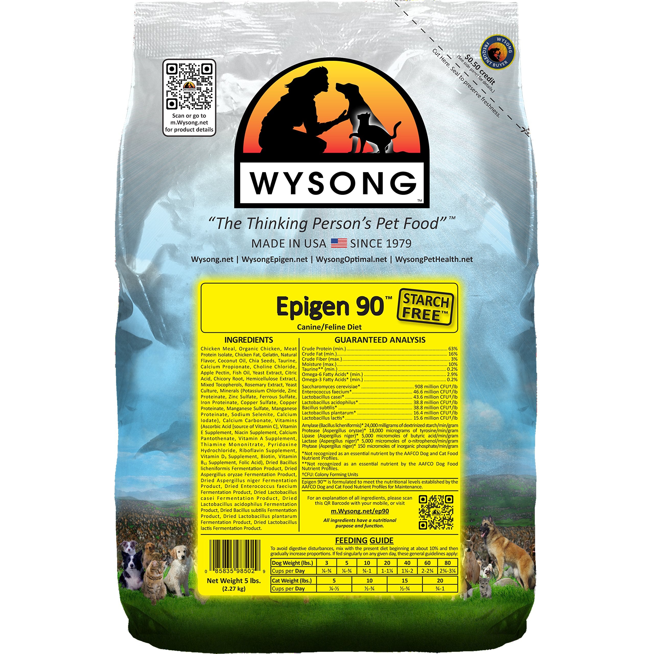 Wysong Epigen90 starch-free dry food bag high-protein nutrition for active pets