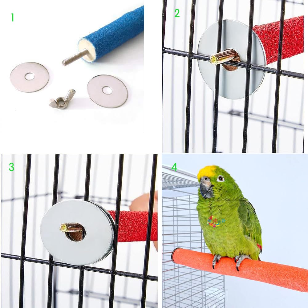 Wzttdm parrot perch stand screw mount for easy cage installation.
