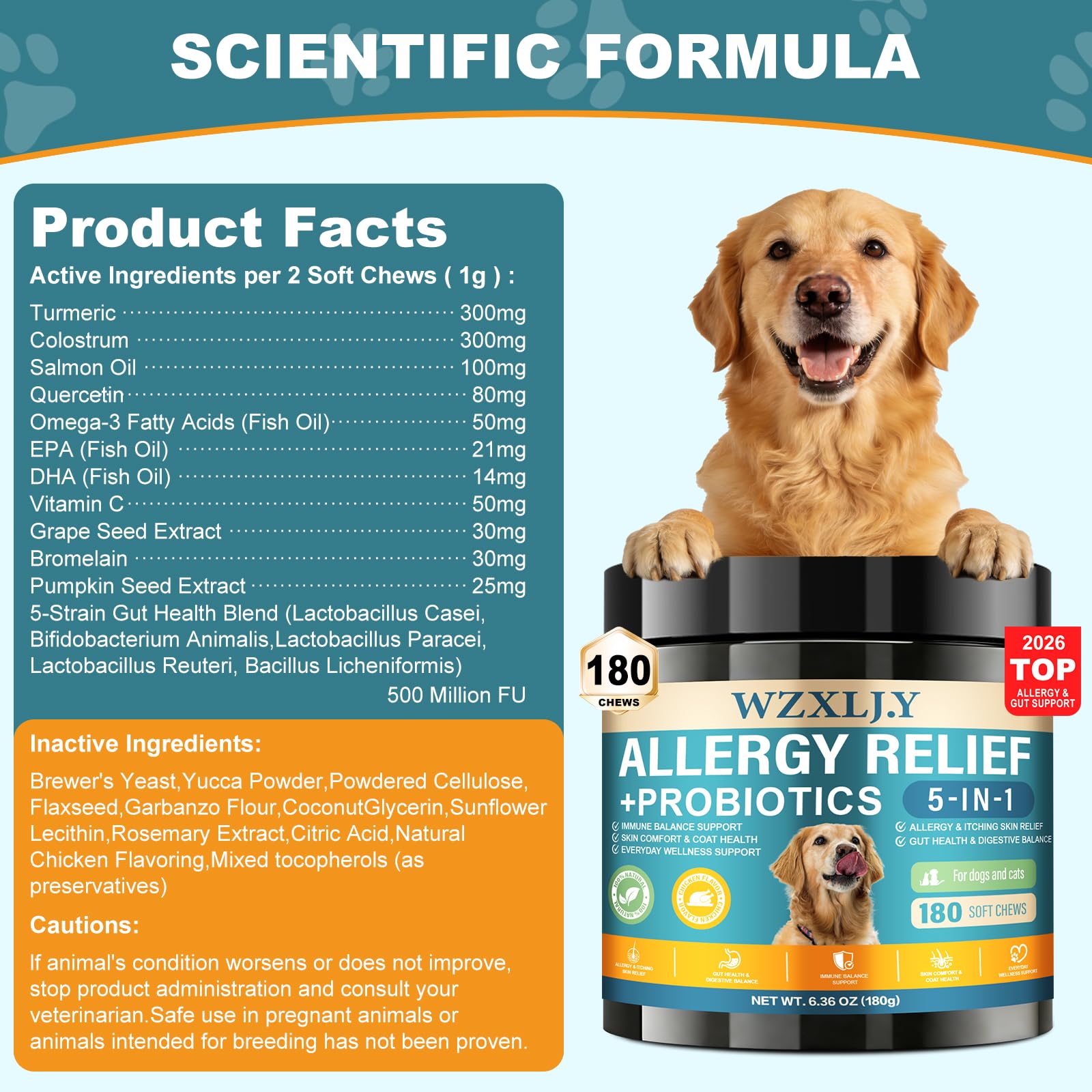 Wzxlj.Y dog allergy chews pieces inside for convenient servings.