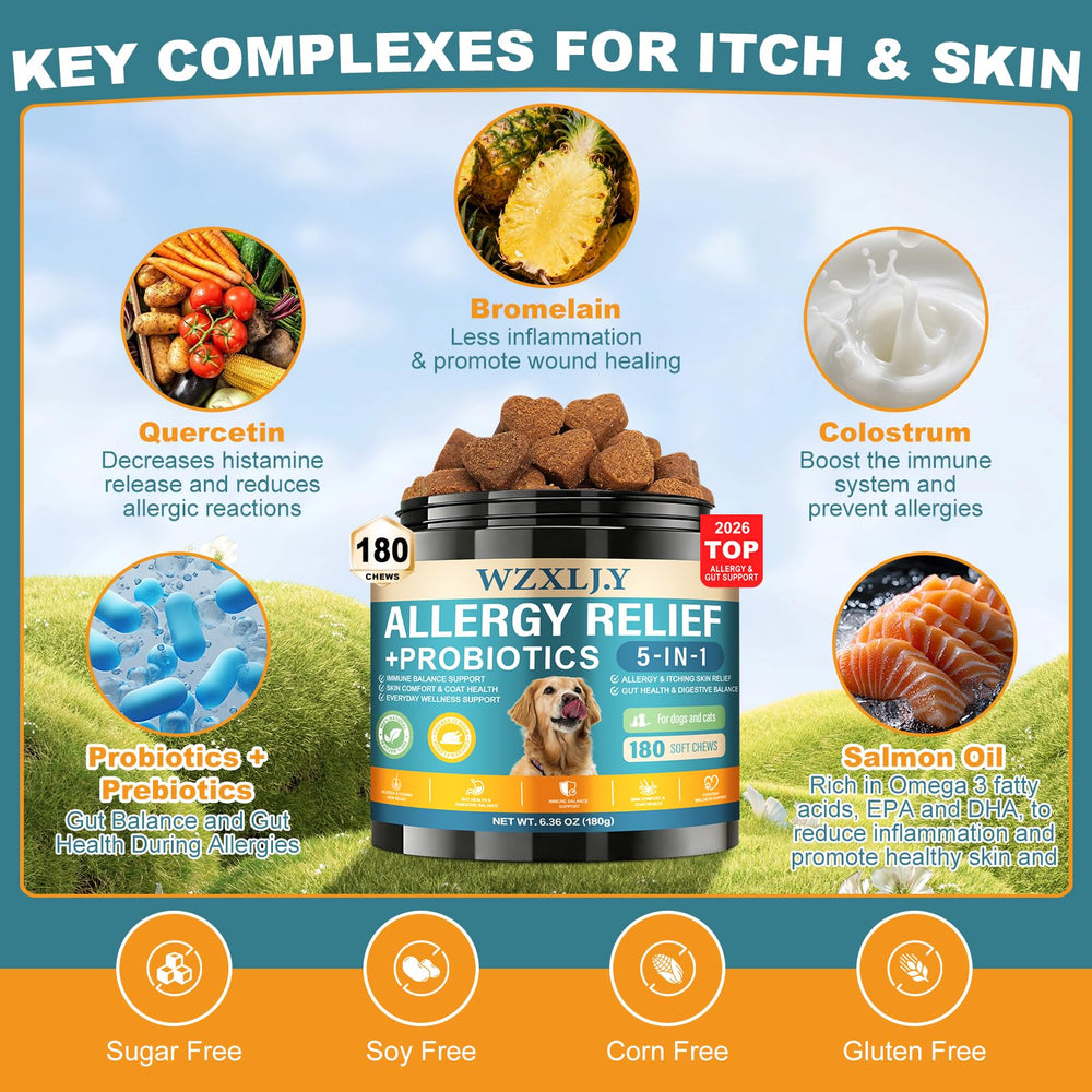 Wzxlj.Y dog allergy chews soft texture makes chewing easy.