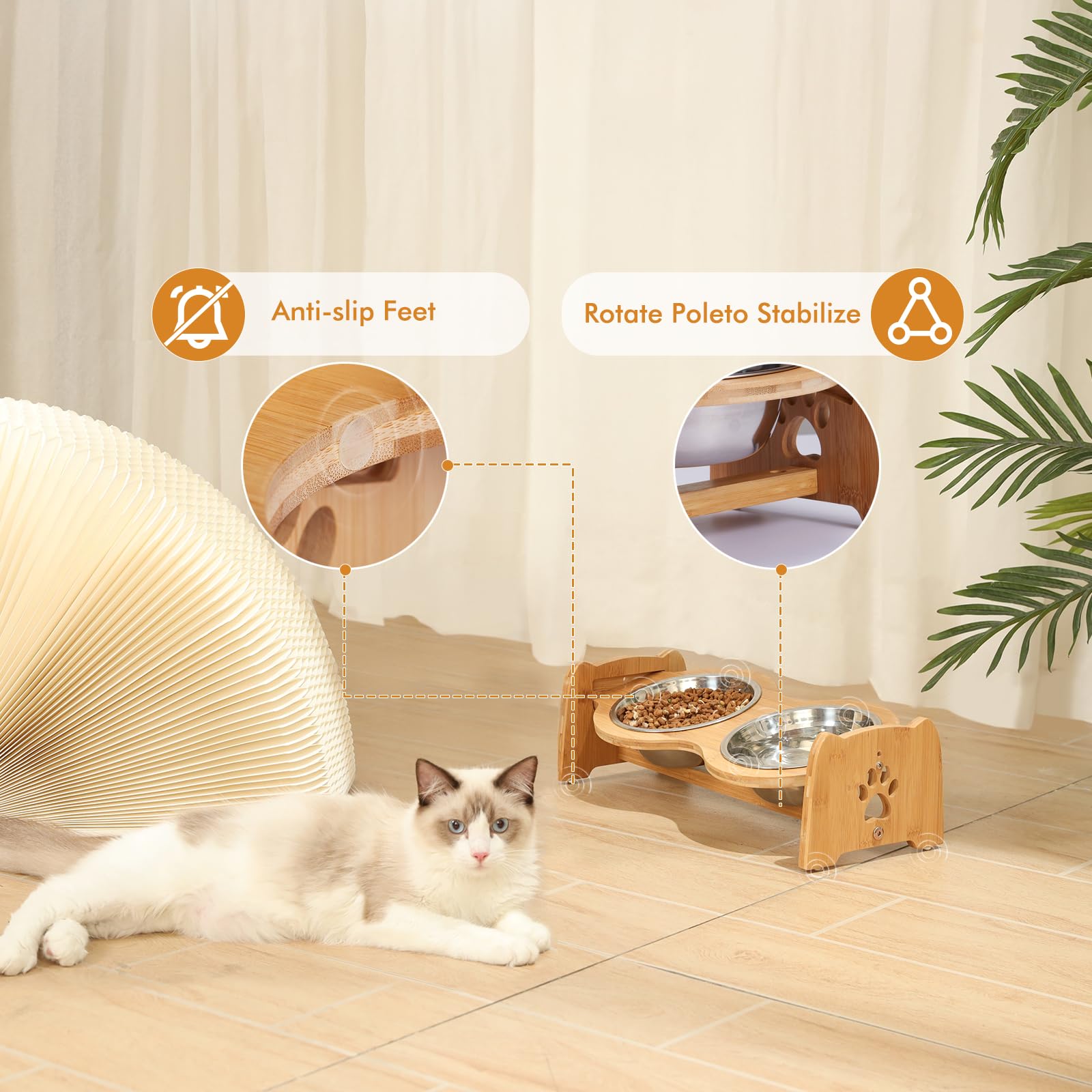 X-ZONE PET anti-slip feet stabilizing bowls during feeding.