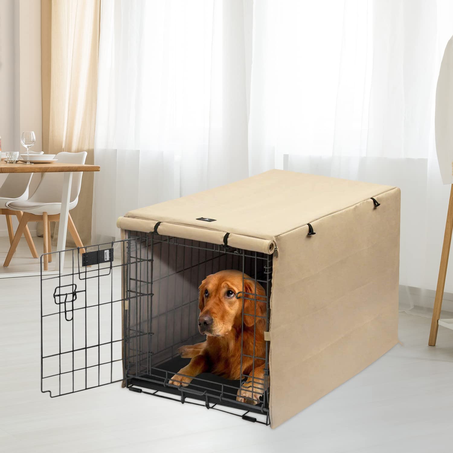 X-ZONE PET crate cover showing multiple zip-panel openings for airflow.