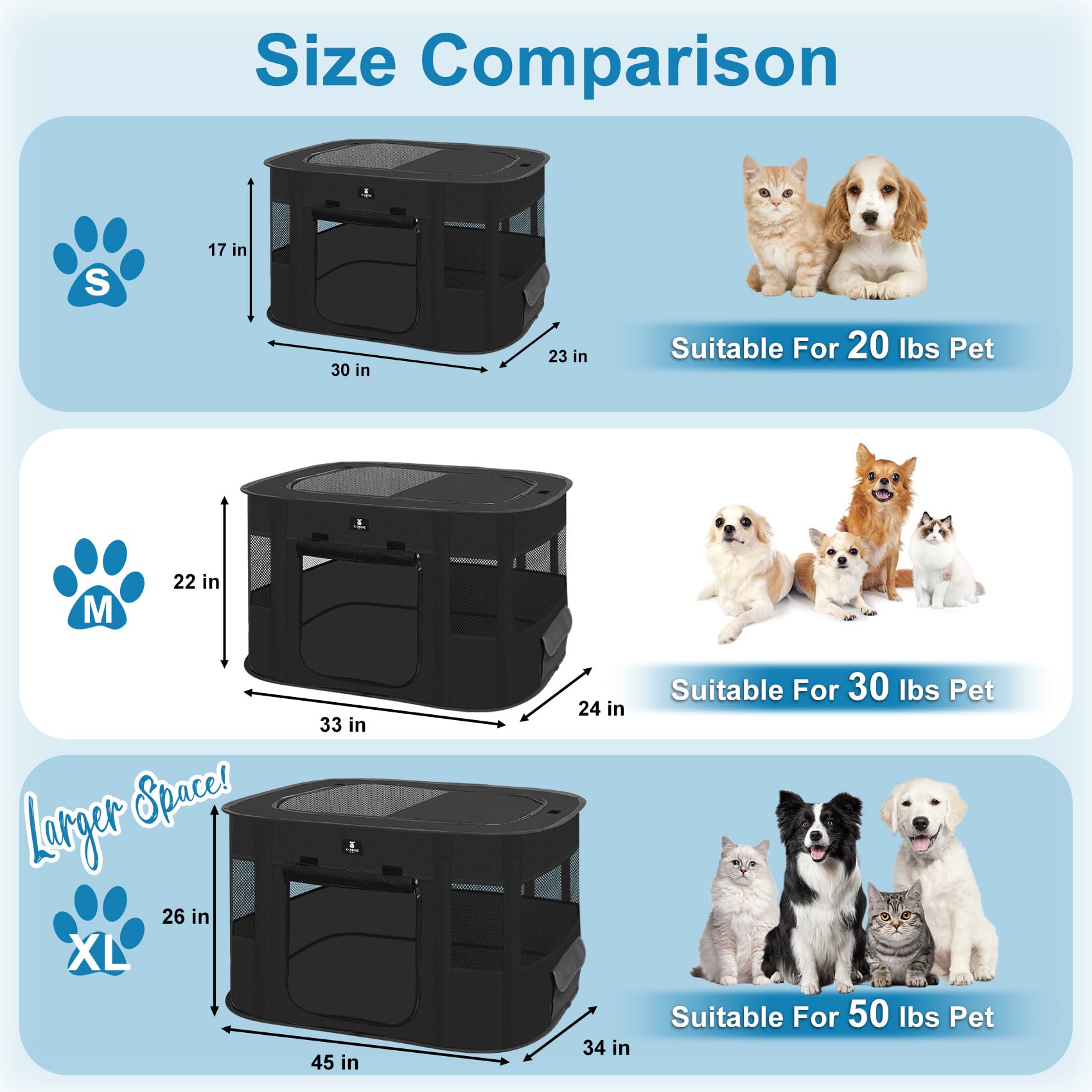 X-ZONE PET dog playpen small size dimensions fit compact spaces