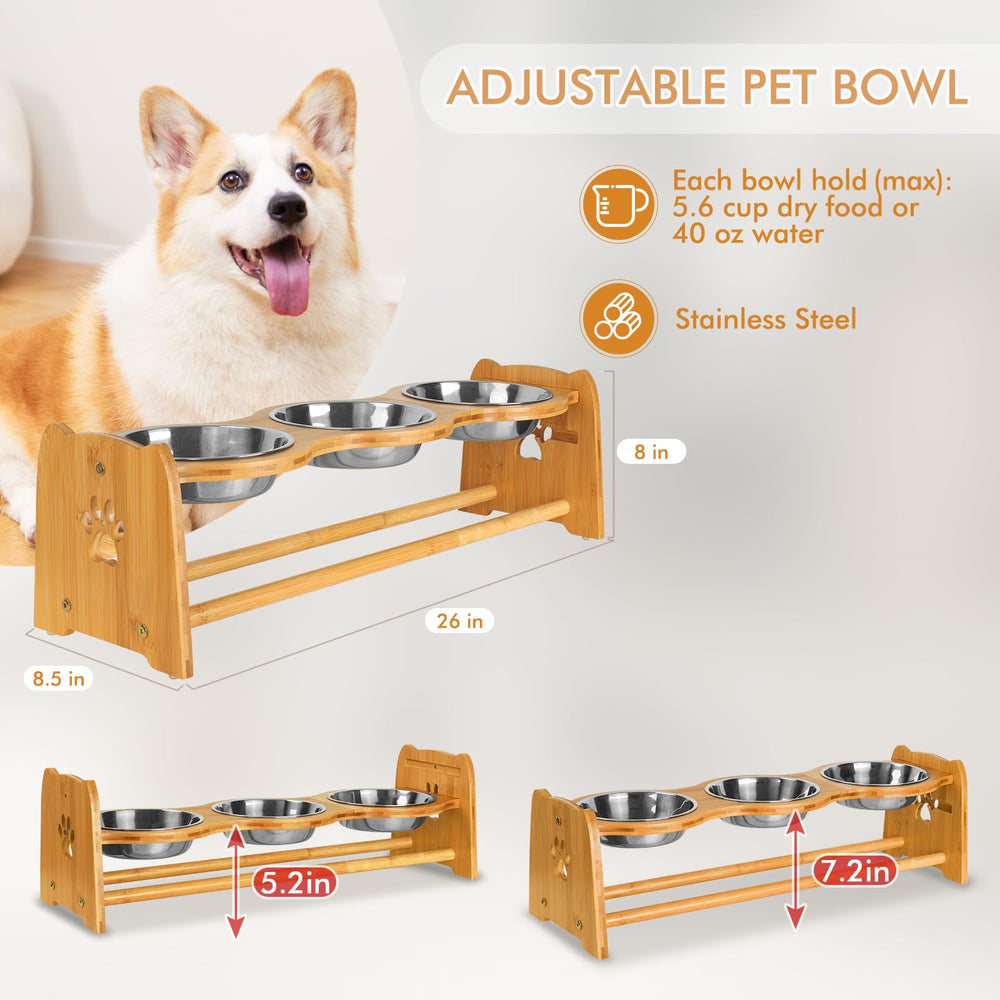 X-ZONE PET elevated bowls close-up showcasing bamboo and sturdy construction
