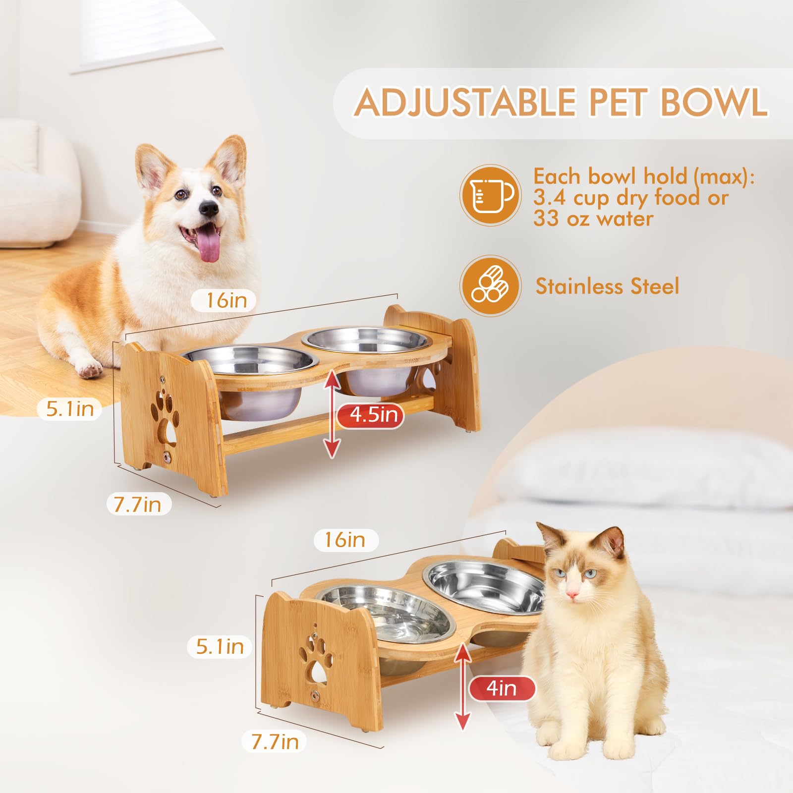 X-ZONE PET elevated stand displaying two bowls for easy feeding access.