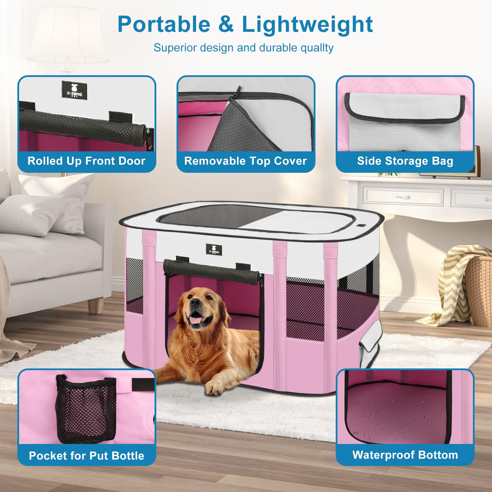 X-ZONE PET playpen side panel mesh for visibility and ventilation