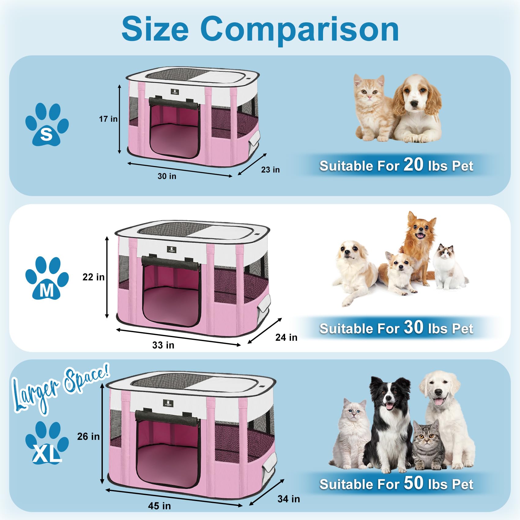 X-ZONE PET playpen top half-mesh keeps pets cool and comfy