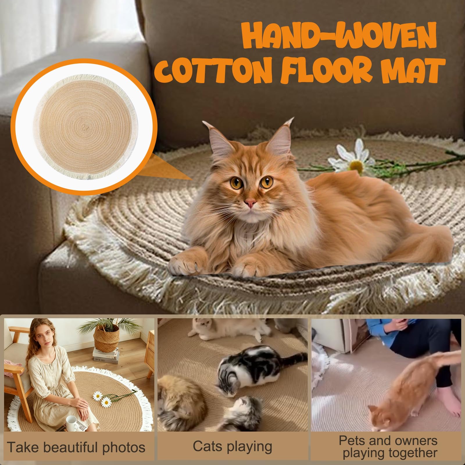 Xanadued washable cotton rope rug, easy cleaning and maintenance