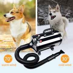 Xapigo Dog Dryer elastic hose reaches 90 inches for flexible grooming.