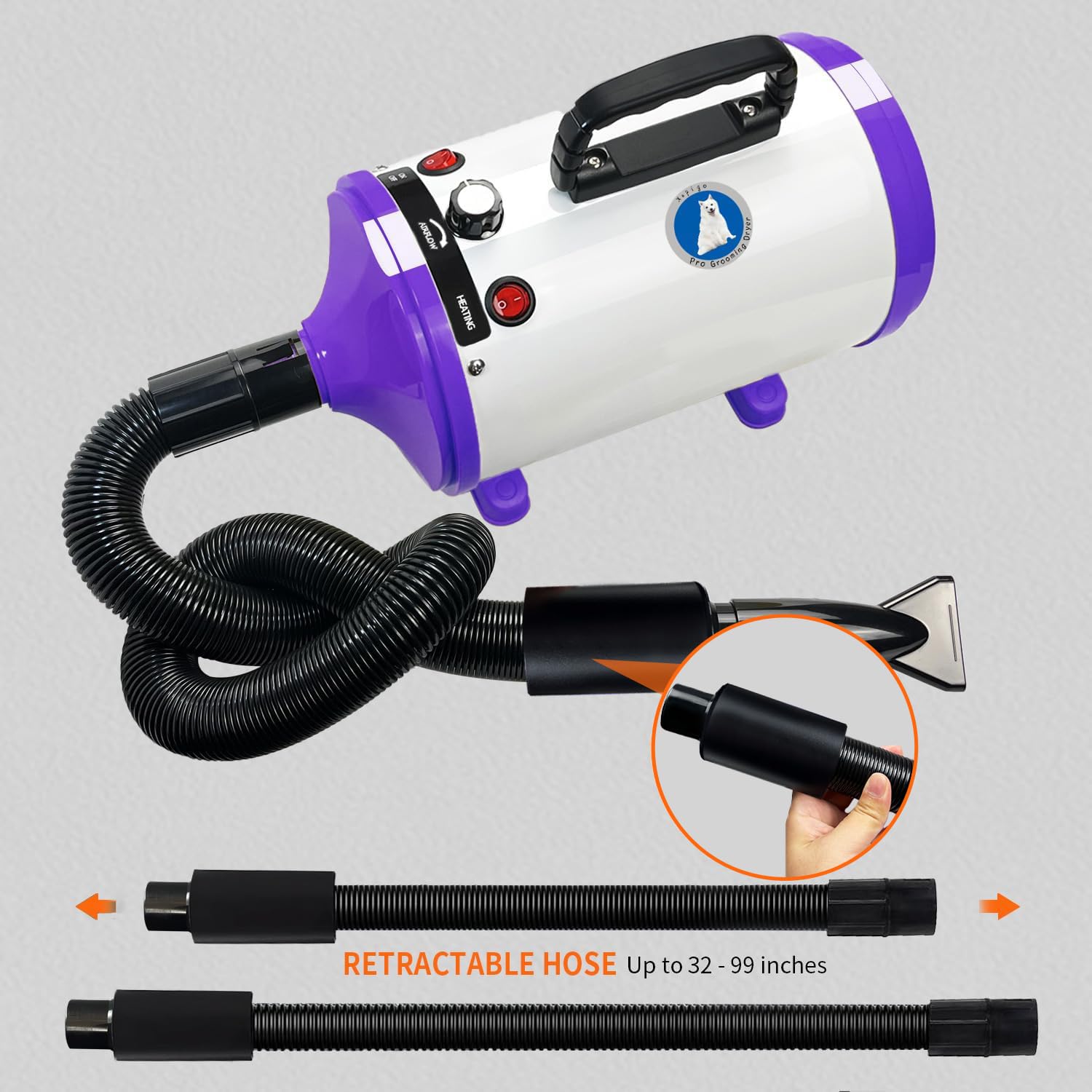 Xapigo Dog Dryer four nozzles for targeted grooming.