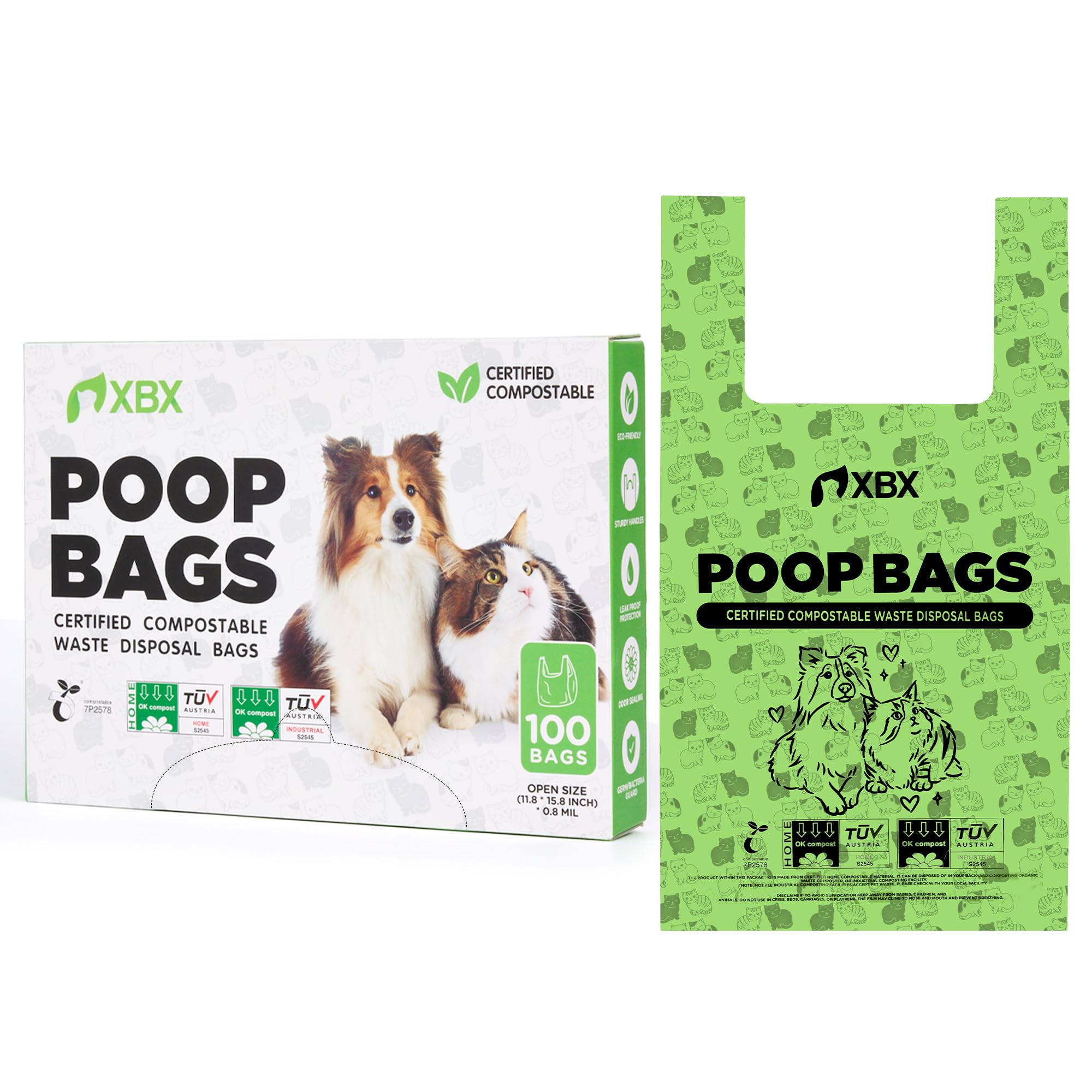 XBX 100-count pack of cat litter bags for daily use.
