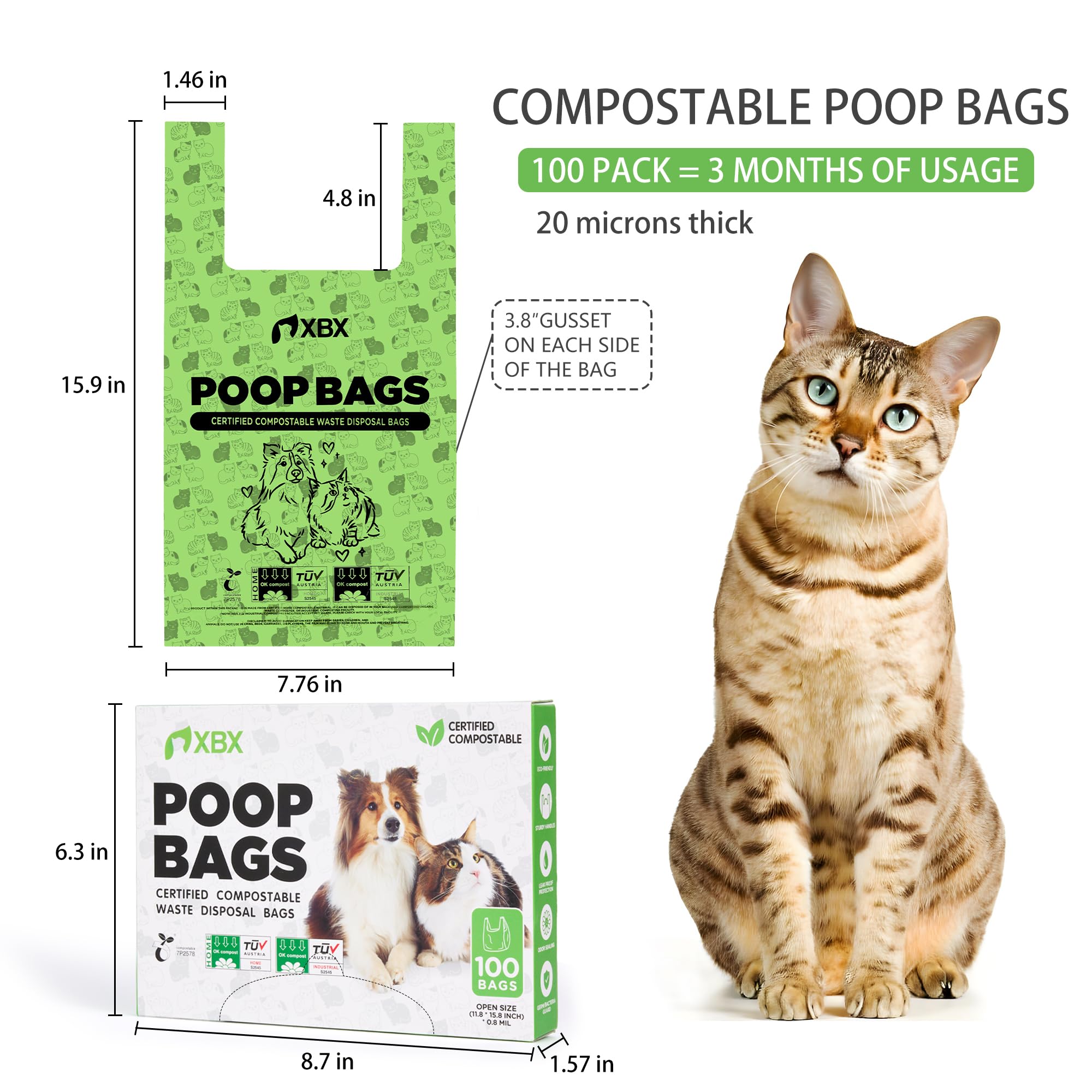 XBX multi‑purpose cat litter disposal bags for various waste.
