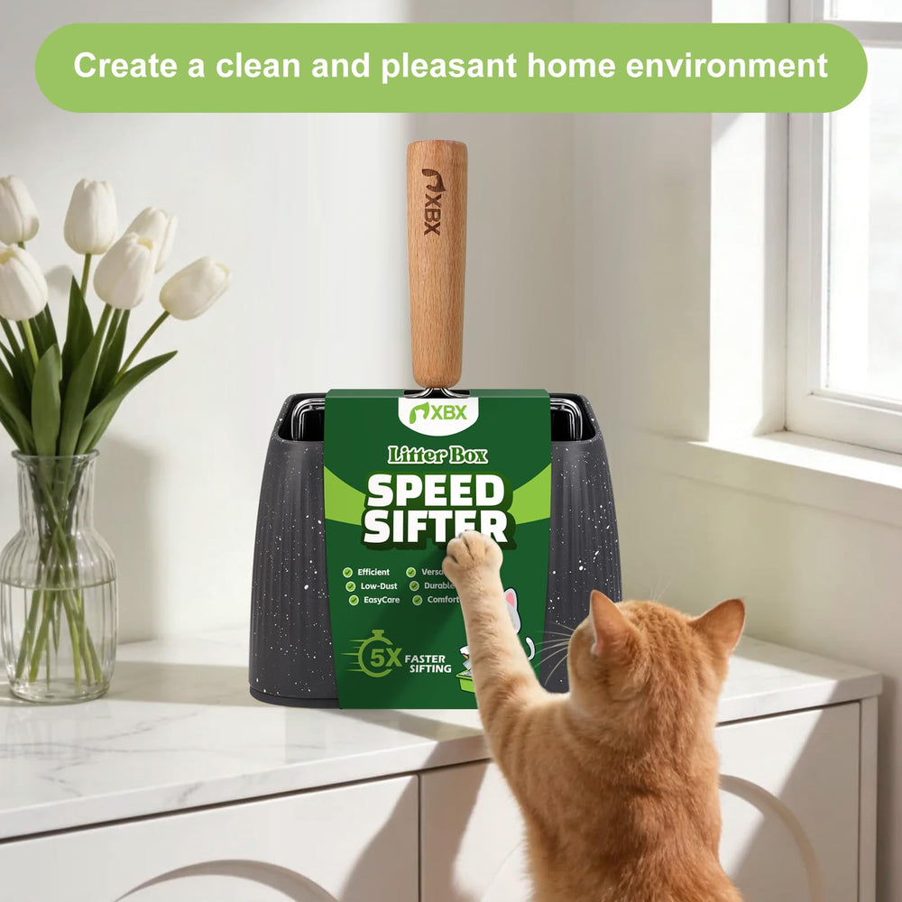 XBX cat litter scoop easy-clean rinse for quick cleanup.