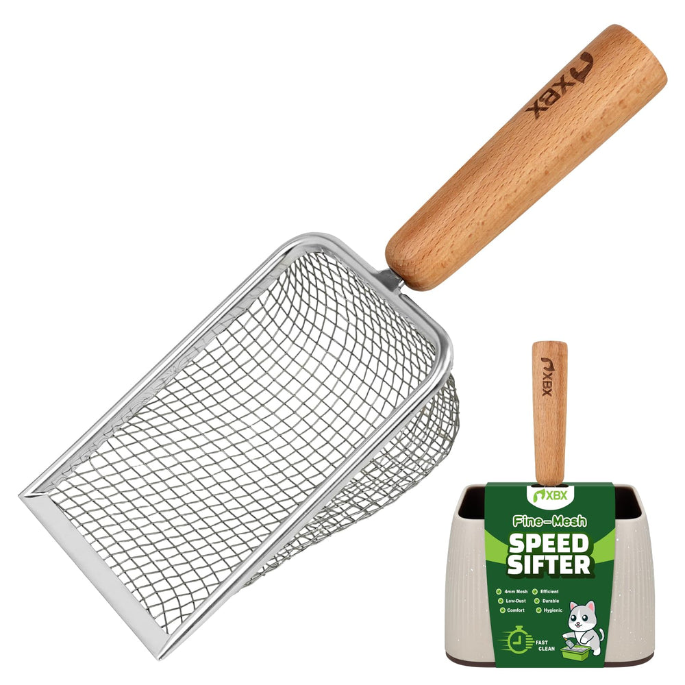 XBX cat litter scoop with metal mesh for quick clump separation