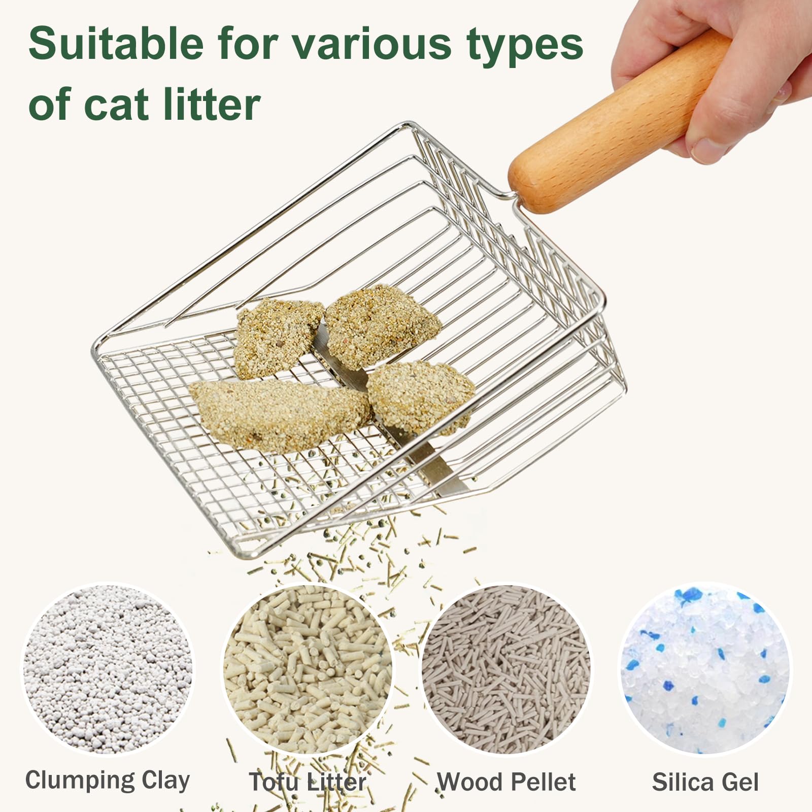 XBX cat litter scoop stainless steel construction resists rust.