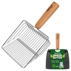 XBX cat litter scoop with holder by the stand for easy storage.
