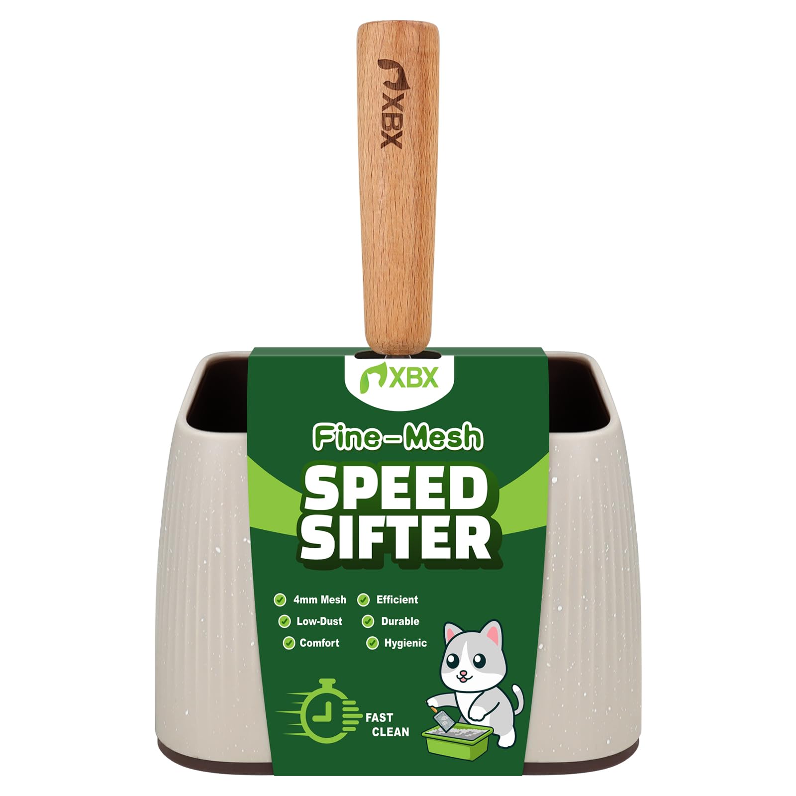 XBX litter scoop with holder keeps tools organized beside the box