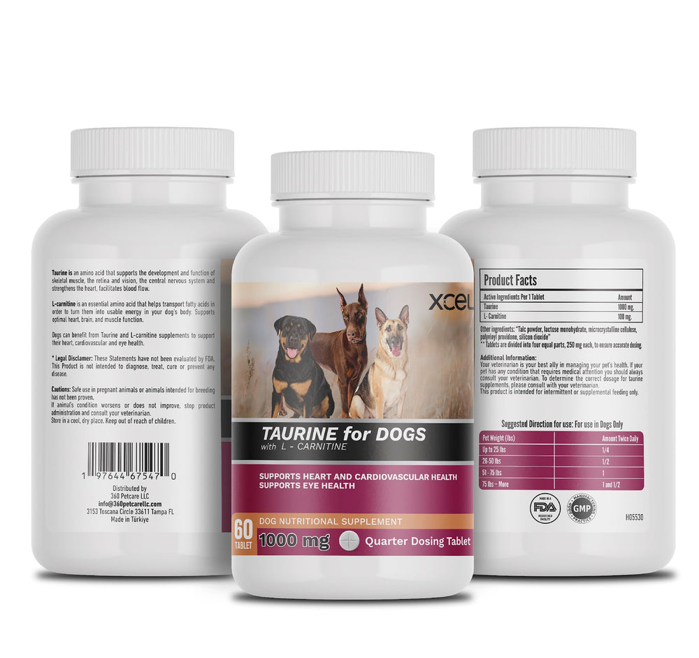 Packaging image of XCEL Taurine for Dogs with freshness seal