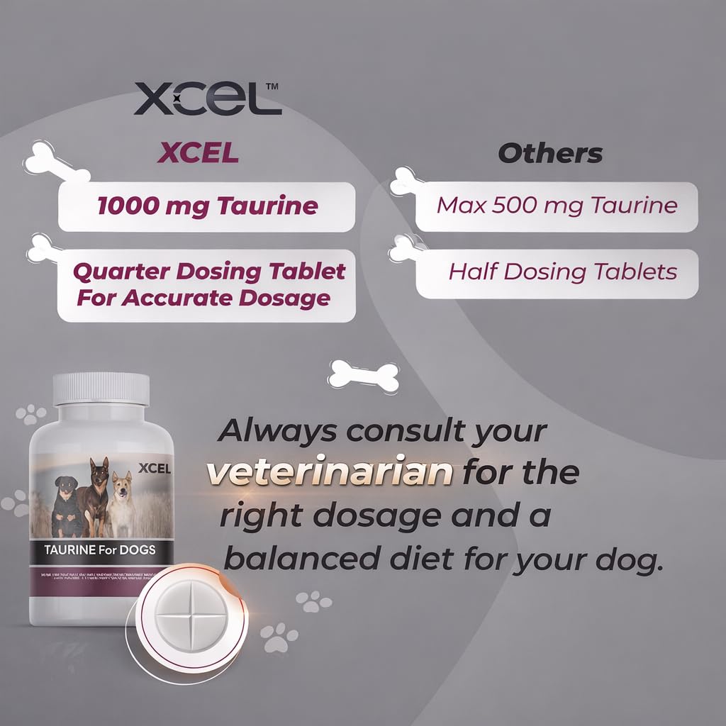 Heart-health icon on XCEL Taurine for Dogs packaging