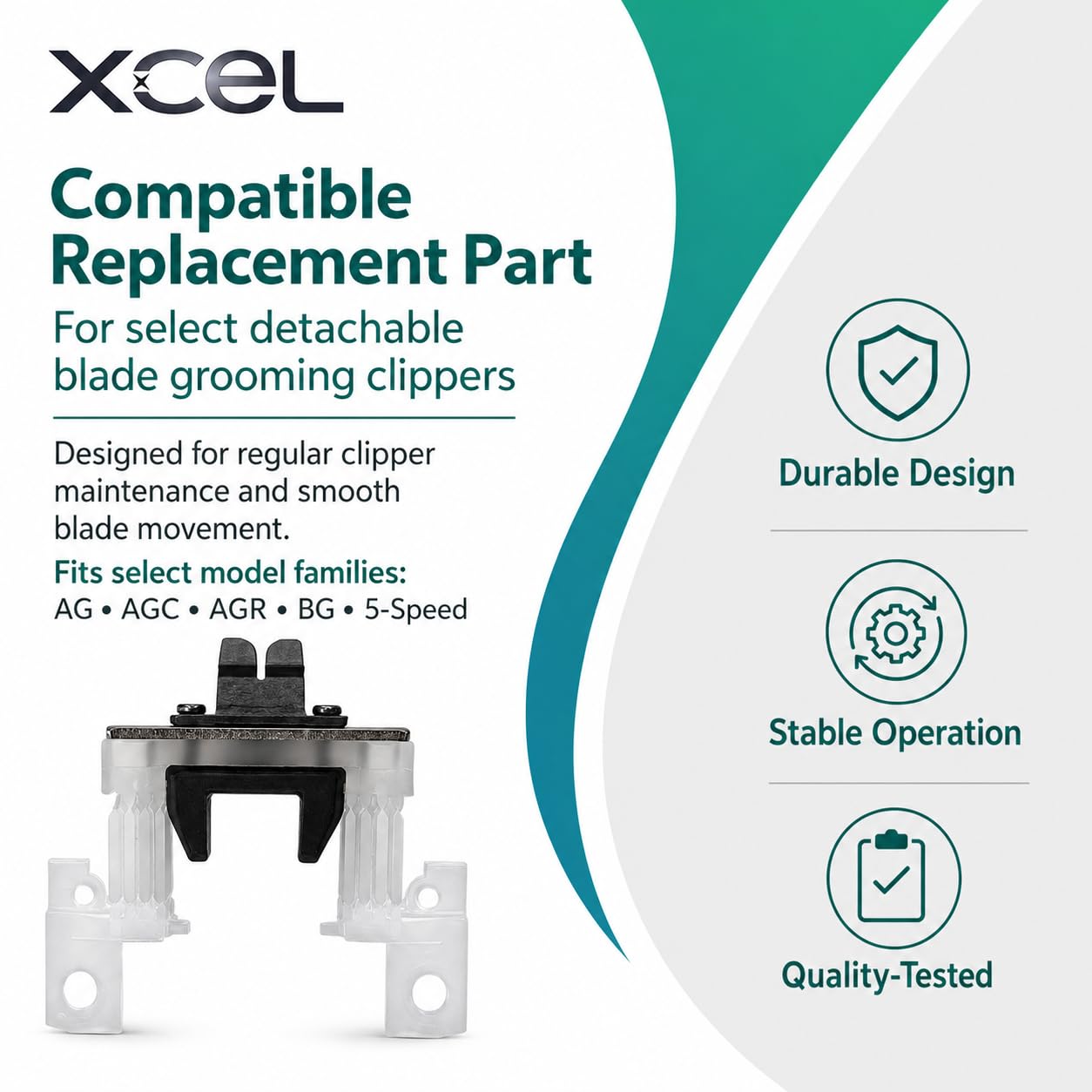 Internal reinforced structure of XCEL blade drive lever assembly supports smooth operation.