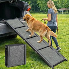 XCETSDR dog ramp unfolded in car for easy loading