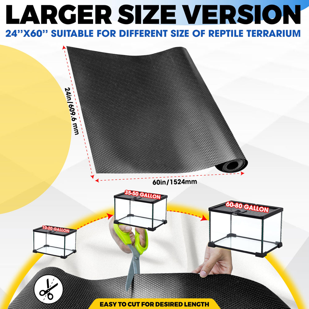 Mat cut to fit a longer tank for a seamless look.