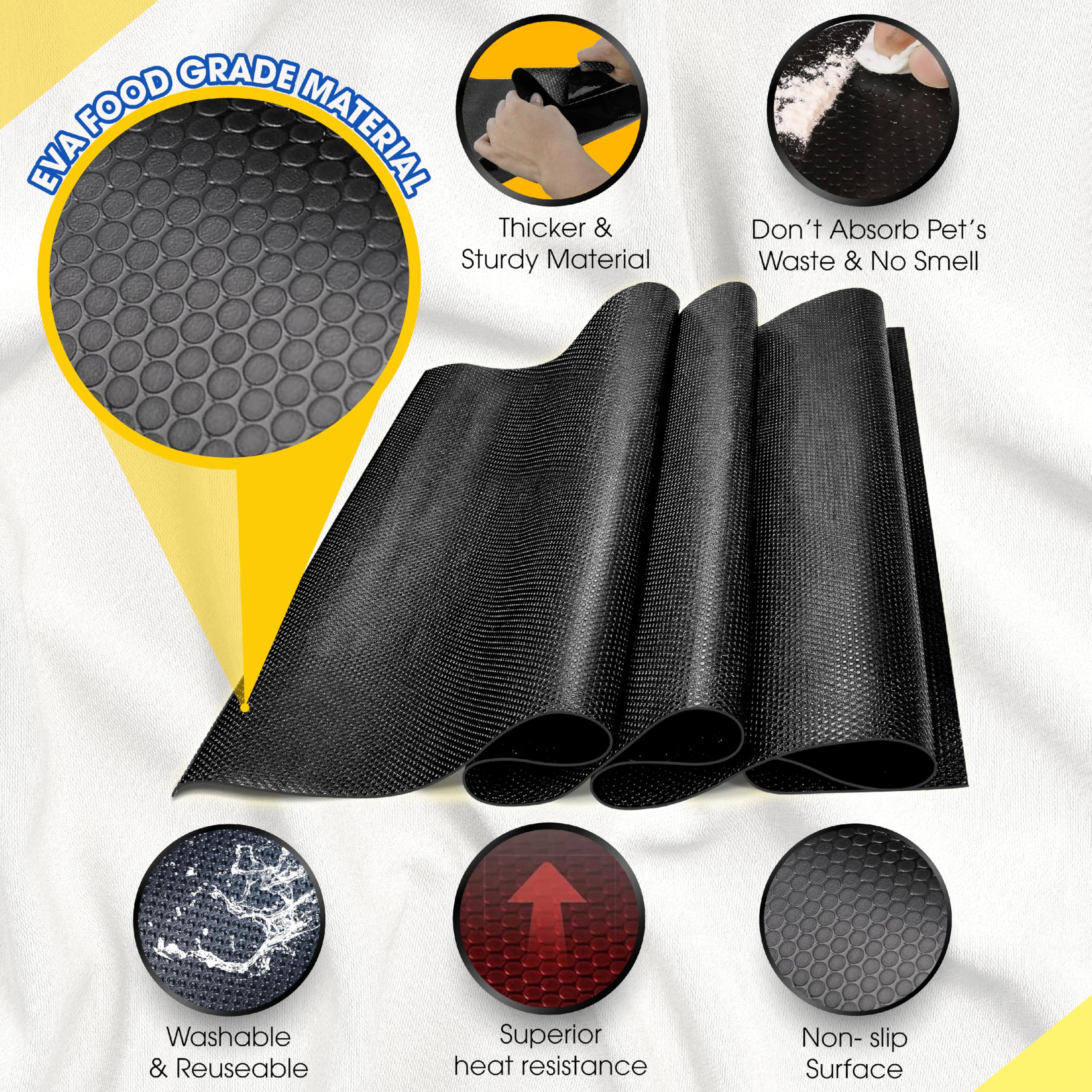 Easy cleaning with mild soap keeps the mat reusable.