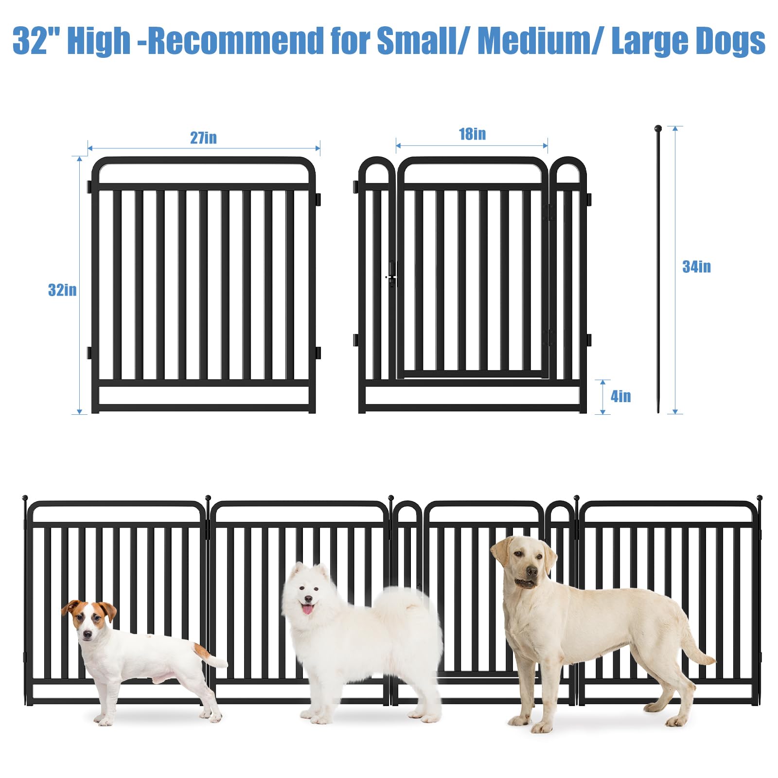 XDPET New Thickened Playpen 32inch open-door view shows convenient pet access for daily routines.