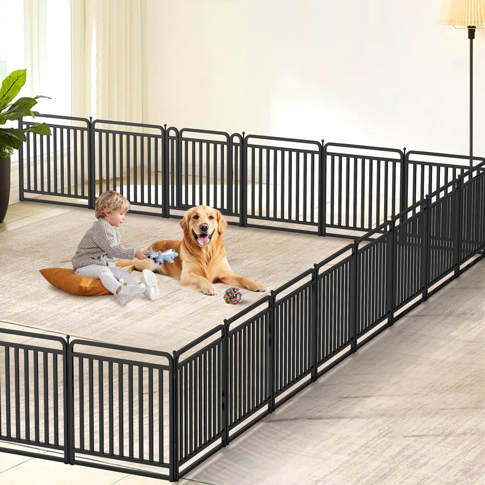 XDPET New Thickened Playpen 32inch easy-installation image highlights tool-free setup and quick folding.