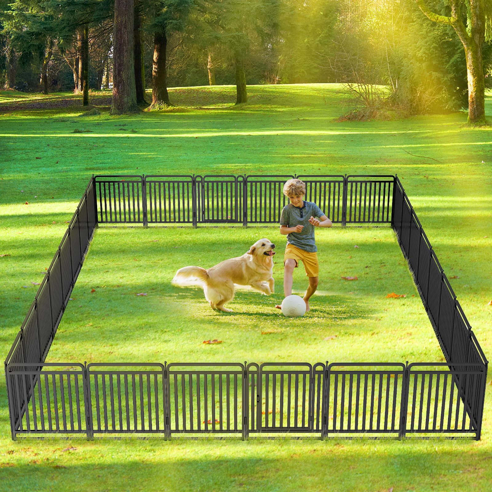 XDPET New Thickened Playpen 32inch indoor-outdoor-use scene shows versatile play area for pets.