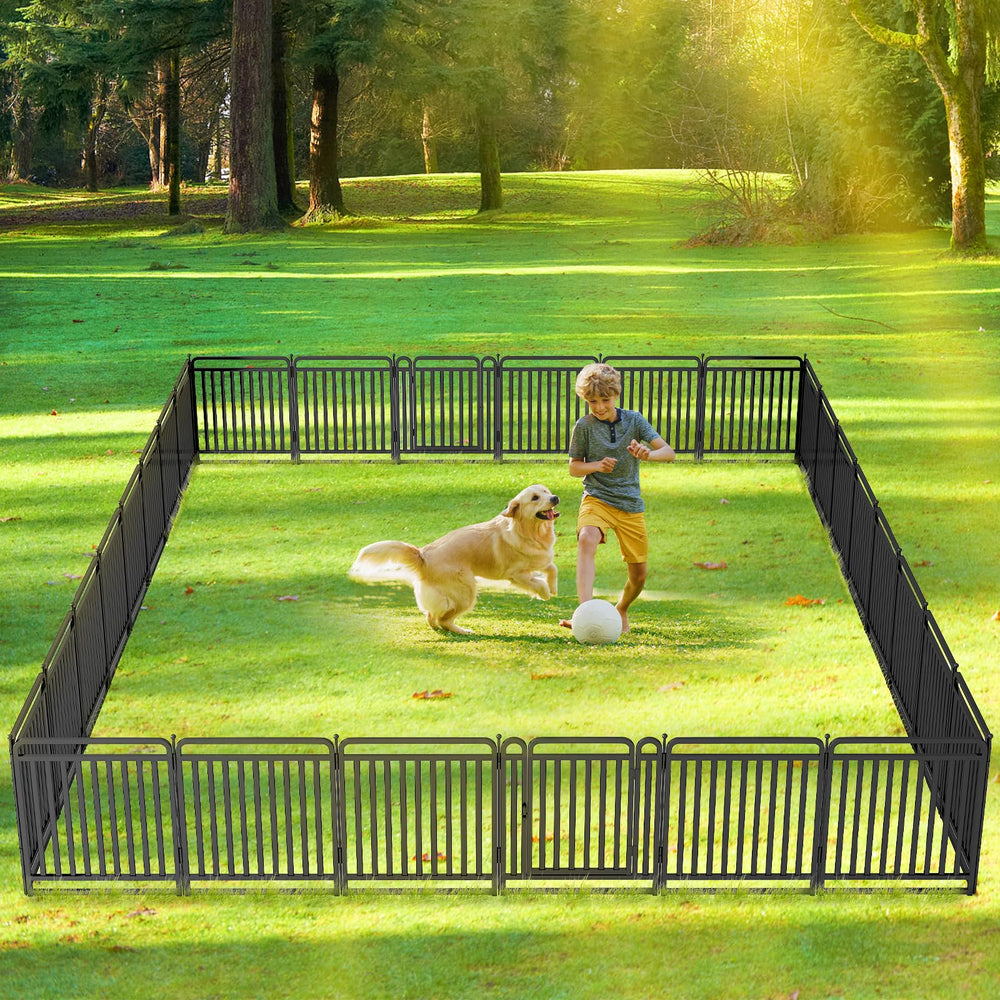 XDPET New Thickened Playpen 32inch indoor-outdoor-use scene shows versatile play area for pets.