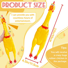 Xeehwb yellow squeeze chicken toy demonstrating a loud squeak for stress relief.