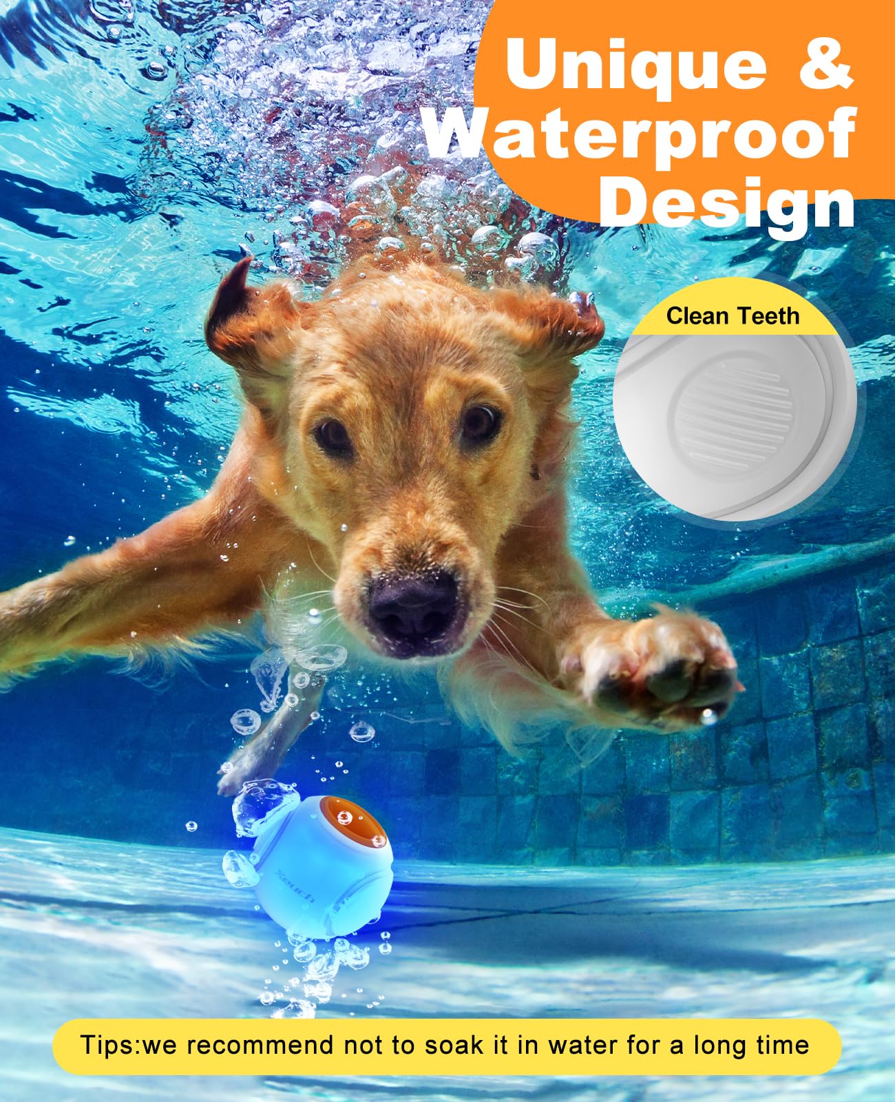 Xeuch Light Up Dog Ball fits small and medium dogs at 2.5 inches.