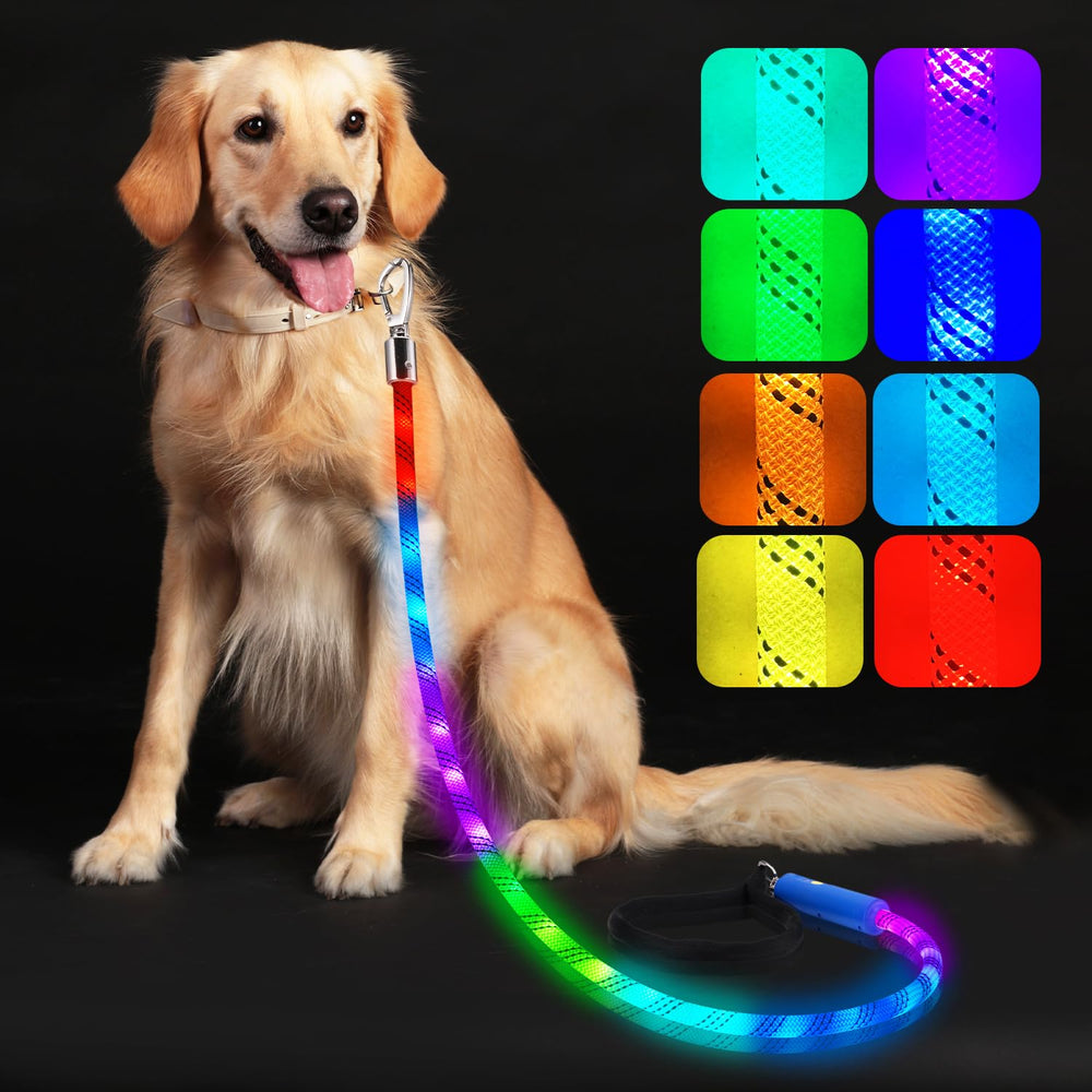 Xeuch light-up dog leash glows brightly for safer night walks