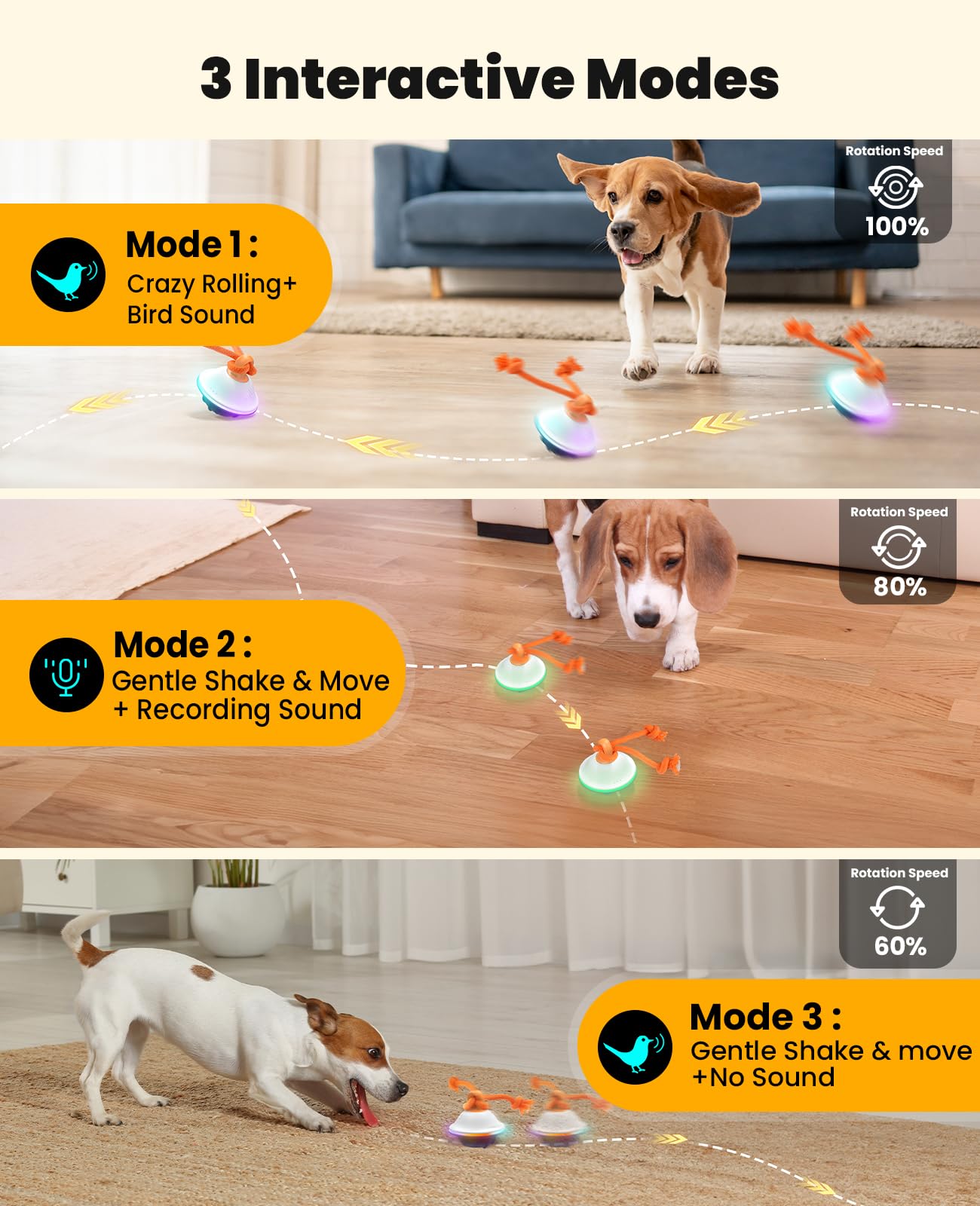 Xeuch dog toy with voice interaction chirps to grab attention during play.