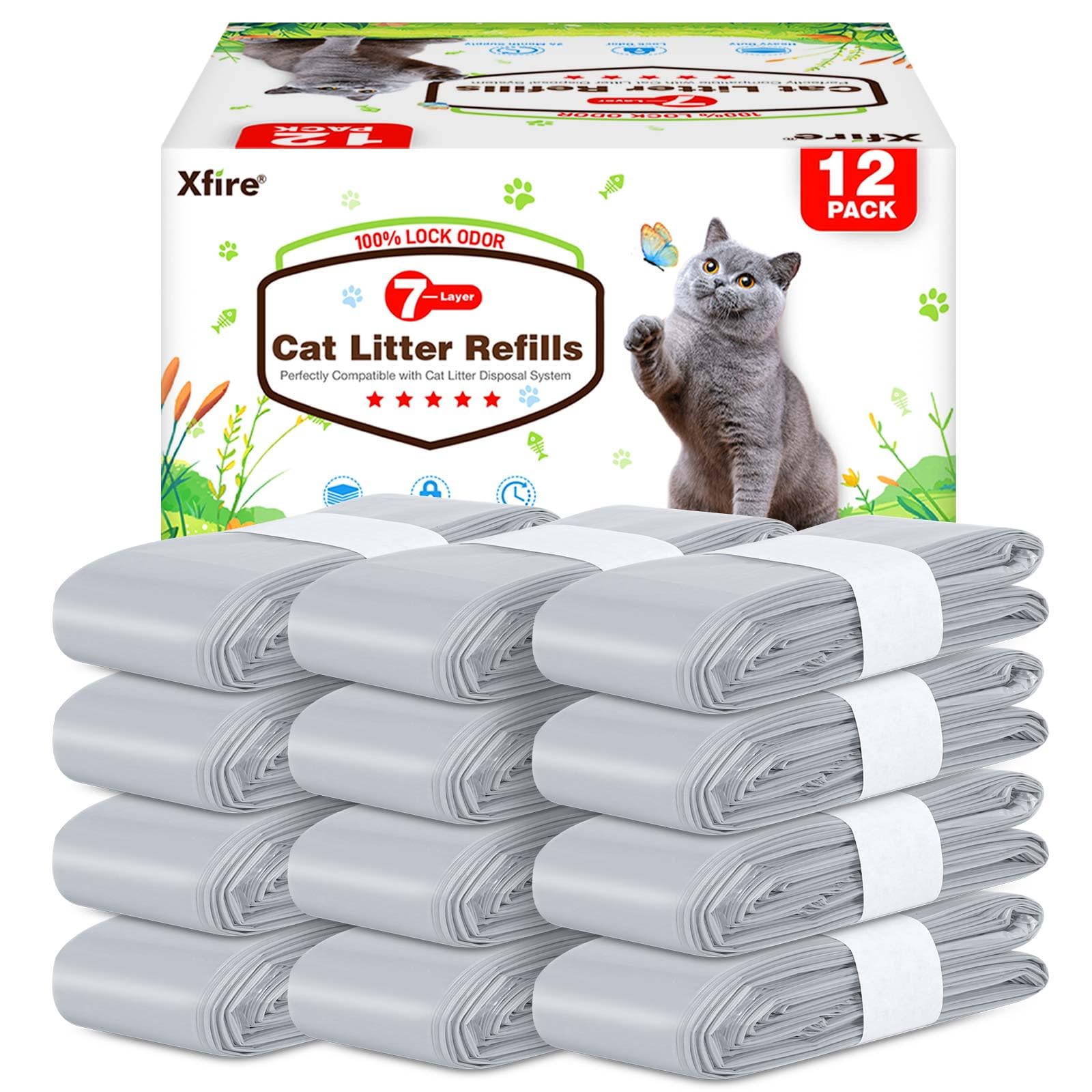 Xfire cat litter refill bags pack showing bulk supply for extended use