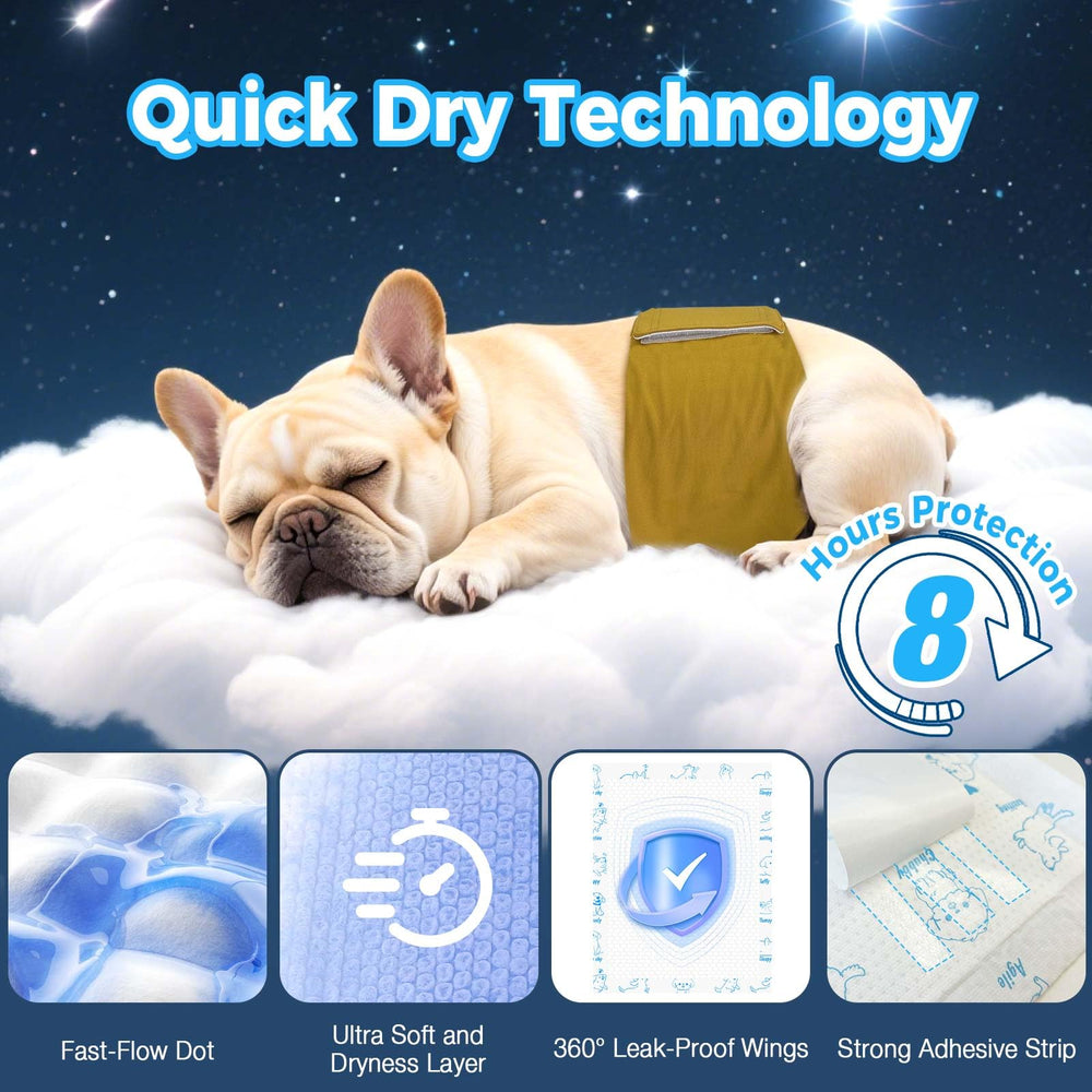 Xfire dog diaper liner 360-leak-guard delivers reliable leak protection overnight.