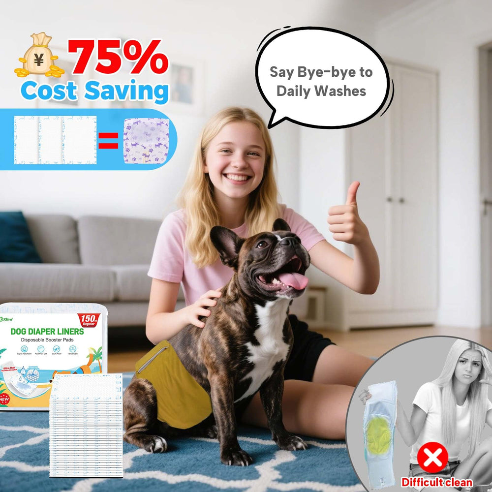 Xfire dog diaper liners 150ct universal sizes fit regular and large diapers