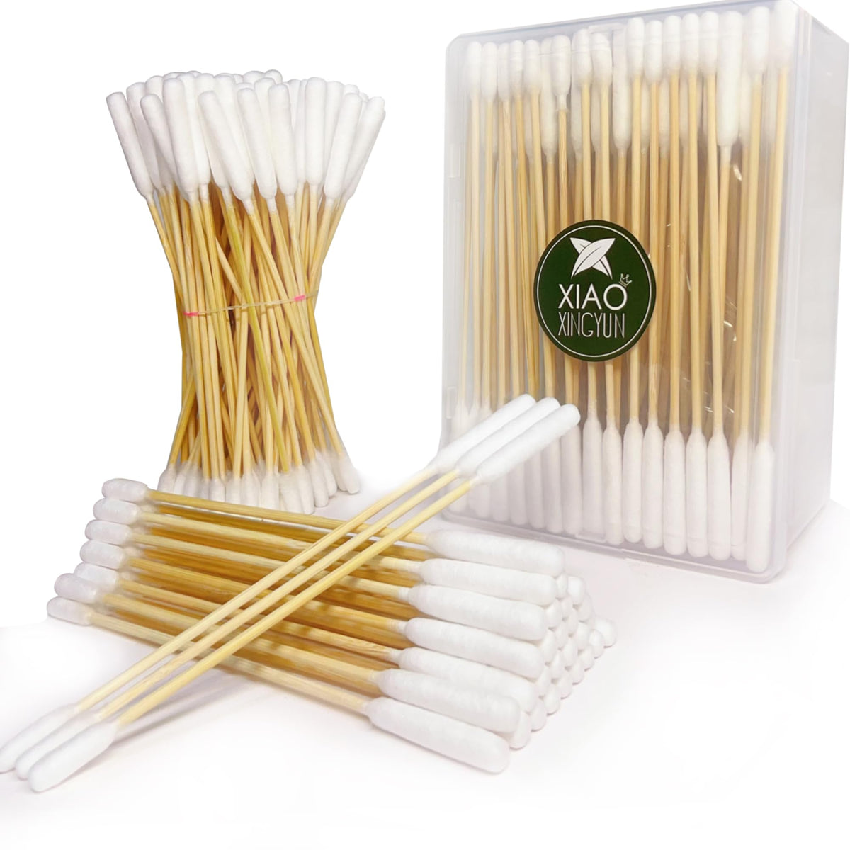 XIAOXINGYUN 6-inch long cotton swabs in box, ideal for deep ear cleaning.